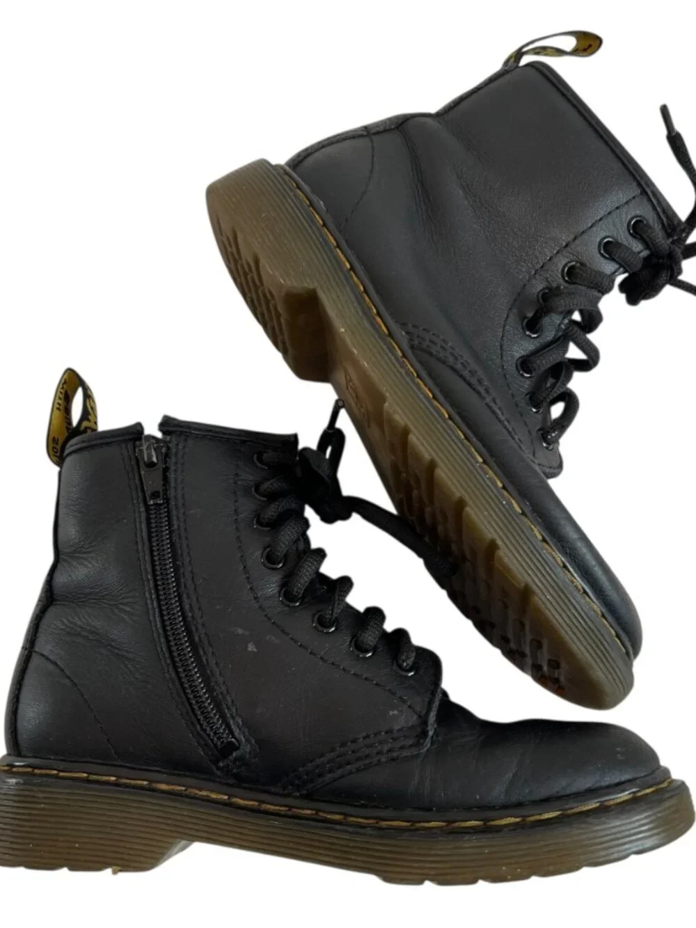 Dr Martens Boots 1460 J black leather zip up kids size 1 combat docs